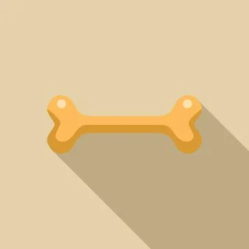 Cartoon bone lying on beige background casting long shadow Stock Illustration