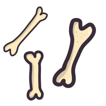 Cartoon bone set in doodle style. Halloween horror illustration. Stock Illustration