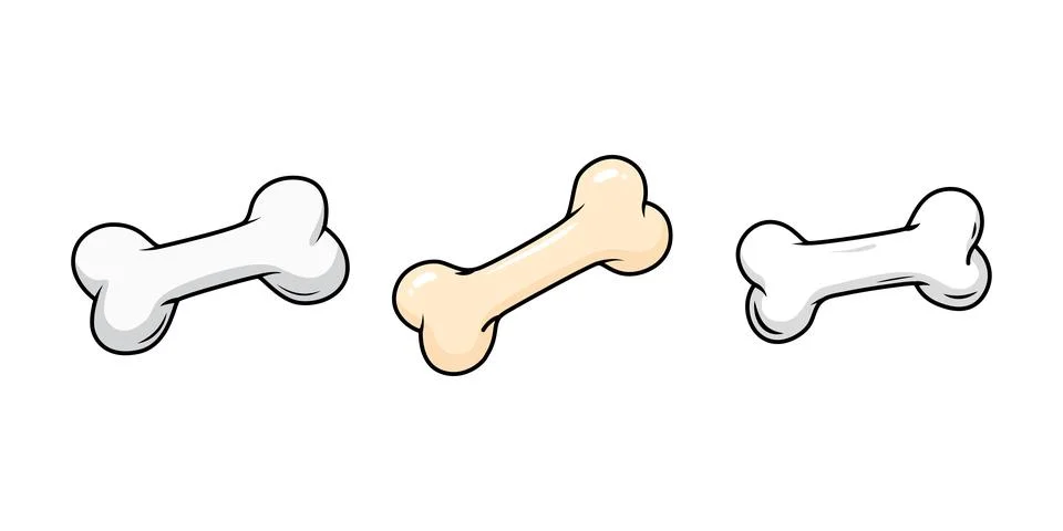 Cartoon Bone Vector Set Graphic Elements White Background Pet Food and Anim.. Stock Illustration