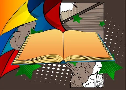 Cartoon Book, comic book Library. Retro vector comics pop art design. Stock Illustration