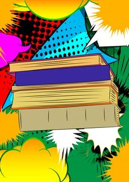 Cartoon Book, comic book Library. Retro vector comics pop art design. Illustrazione stock