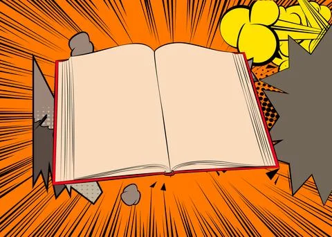 Cartoon Book, comic book Library. Retro vector comics pop art design. Stock Illustration