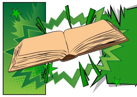 Cartoon Book, comic book Library. Retro vector comics pop art design. Stock Illustration