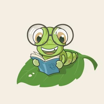 Cartoon bookworm Stock Illustration