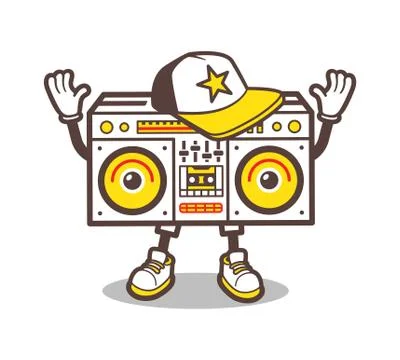 Cartoon boom box character vector design for tee Stock Illustration