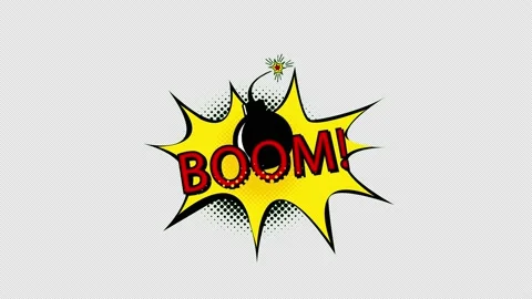 Cartoon Boom Comic Bubble speech loop Animation video transparent backgroun.. Stock Footage 235272252