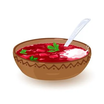 Cartoon borscht with greenery Stock Illustration