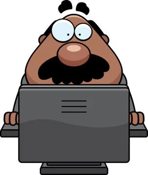 Cartoon boss computer Stock-Illustration