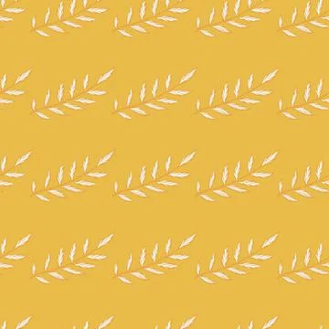 Cartoon botanic seamless pattern with white colored little branches shapes. P Stock Illustration