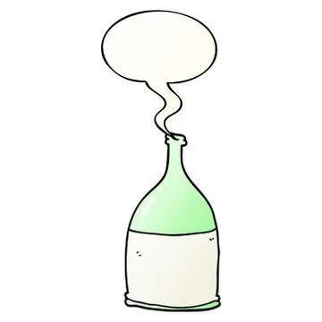 Cartoon bottle and speech bubble in smooth gradient style Illustrazione stock