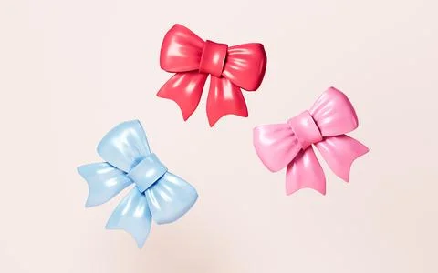 Cartoon bowknot model, 3d rendering. Stock Illustration