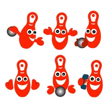 Cartoon bowling ball set Stock Illustration