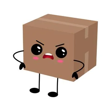Cartoon box character with angry expression Stock Illustration