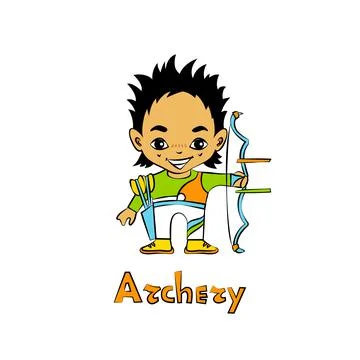 Cartoon Boy Archer with bow Stock Illustration