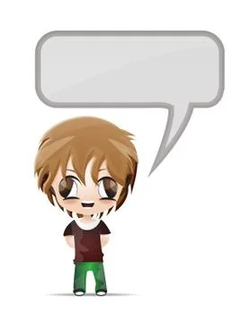 Cartoon boy with bubble speech Stock Illustration