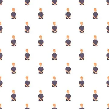 Cartoon boy character seamless pattern background repeating Stock Illustration