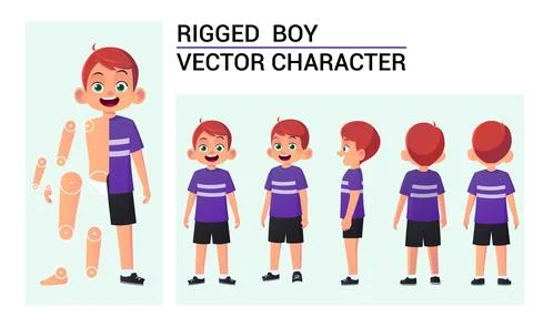 Cartoon Boy Character Set For Rigging and Animation Vector Illustration Stock Illustration