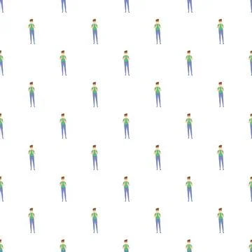 Cartoon boy character wearing a backpack seamless pattern Stock Illustration