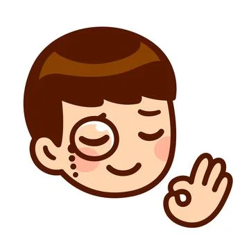 Cartoon boy classy monocle Stock Illustration