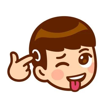 Cartoon boy crazy face gesture Stock Illustration