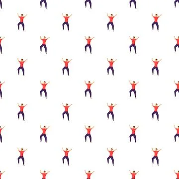 Cartoon boy dancing seamless pattern on white background Иллюстрация