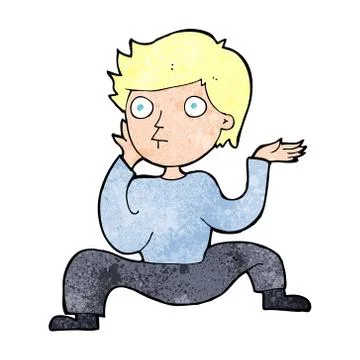 Cartoon boy doing crazy dance Stock Illustration