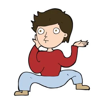 Cartoon boy doing crazy dance Stock Illustration