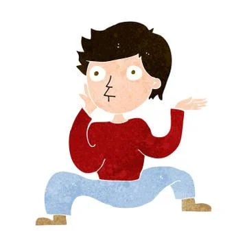 Cartoon boy doing crazy dance Stock Illustration