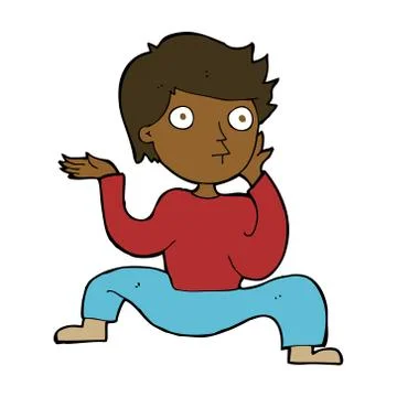 Cartoon boy doing crazy dance Stock Illustration