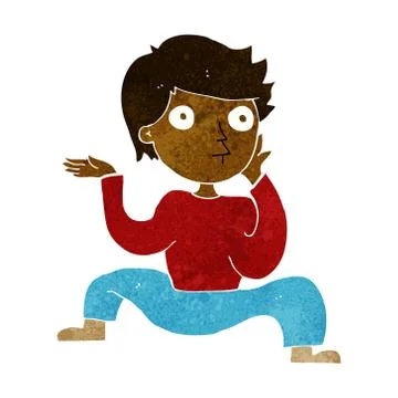 Cartoon boy doing crazy dance Stock Illustration