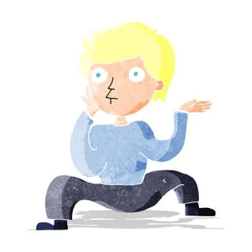 Cartoon boy doing crazy dance Stock Illustration