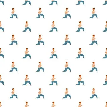 Cartoon boy doing lunge exercise seamless pattern Stockillustratie