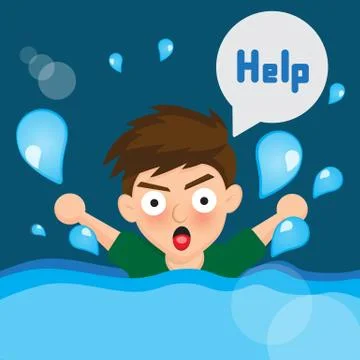 Cartoon boy drowned Stock Illustration