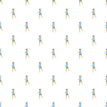 Cartoon boy exercising seamless pattern for kids activity Stock Illustration