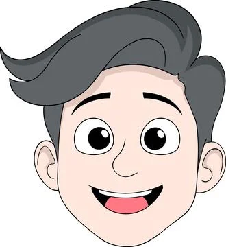 Cartoon Boy Face with Happy Expression Stock Illustration