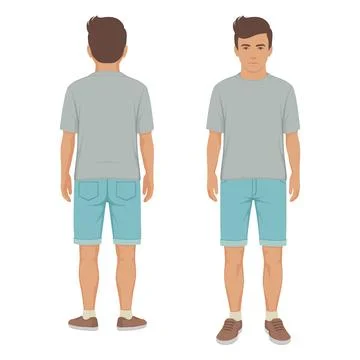 Cartoon boy, front side view, kid vector illustration Stock Illustration