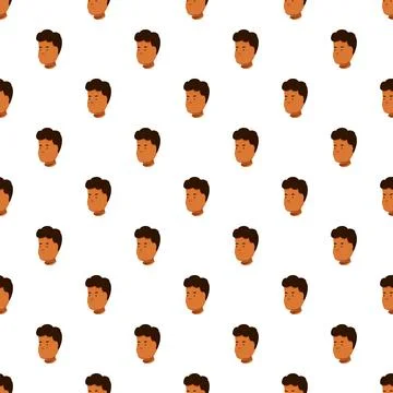 Cartoon boy heads seamless pattern background Stock Illustration