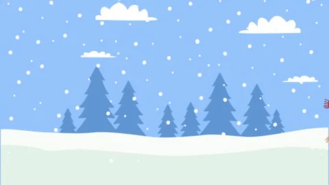 Cartoon boy ice skating across snowy landscape during winter season motion .. 動画素材 339072353