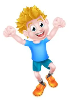 Cartoon Boy Jumping 스톡 일러스트