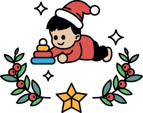 A cartoon of a boy playing with a stack of blocks Stock Illustration