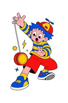 Cartoon Boy Playing Yo-Yo Stock Illustration