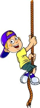 Cartoon boy on a rope. Stock Illustration
