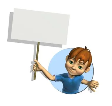 Cartoon Boy with Sign Stock Illustration