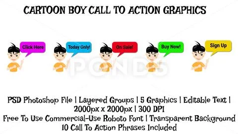 Cartoon Boy Speech Bubble Call To Action Button, Video Creator Graphic, Template PSD Template