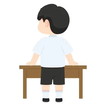 Cartoon Boy Standing at a Table Stock Illustration