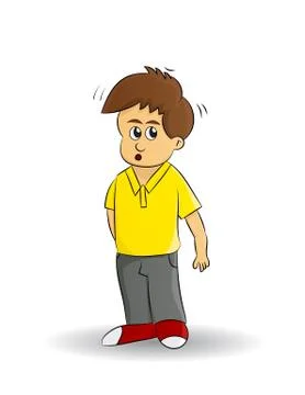 Cartoon boy suspicious Stock Illustration