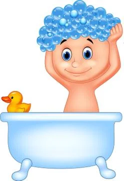 Cartoon boy taking a bath Stock Illustration