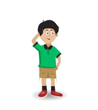 Cartoon boy thinking Stock Illustration
