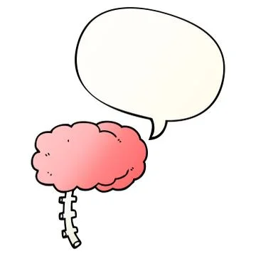 Cartoon brain and speech bubble in smooth gradient style Illustrazione stock