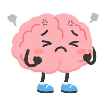 Cartoon Brain Character Feeling Angry and Frustrated Stock Illustration